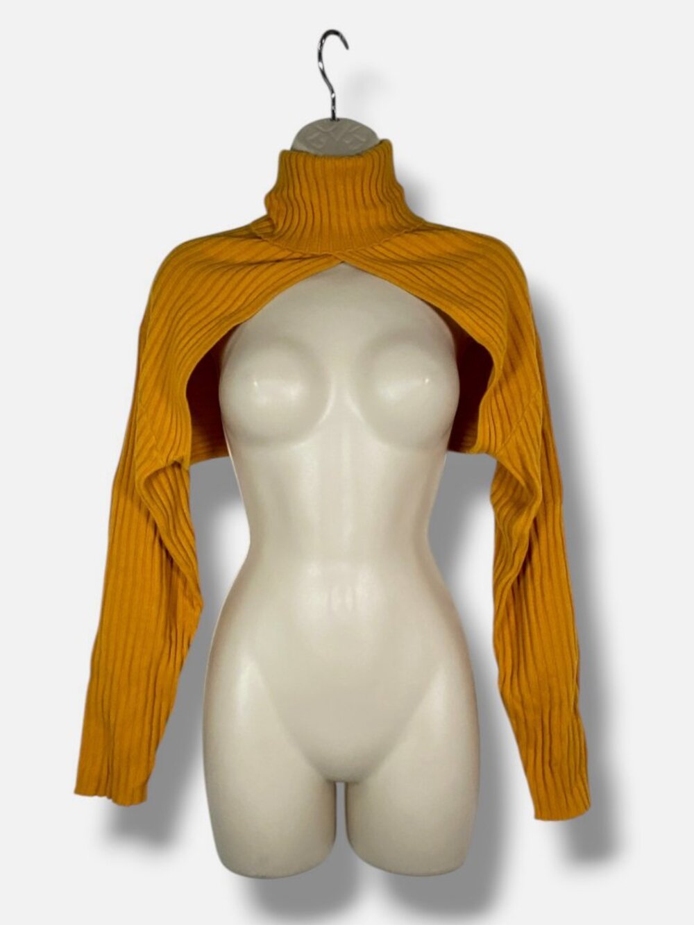 Naadam Women's Yellow Cashmere Wool Blend Pullover Turtleneck Shrug Size XS